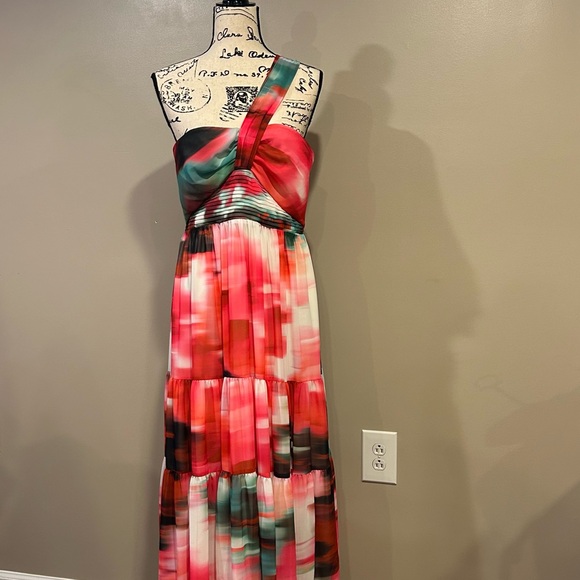 Belle Badgley Mischka One Shoulder Strap Midi Dress - Picture 11 of 14